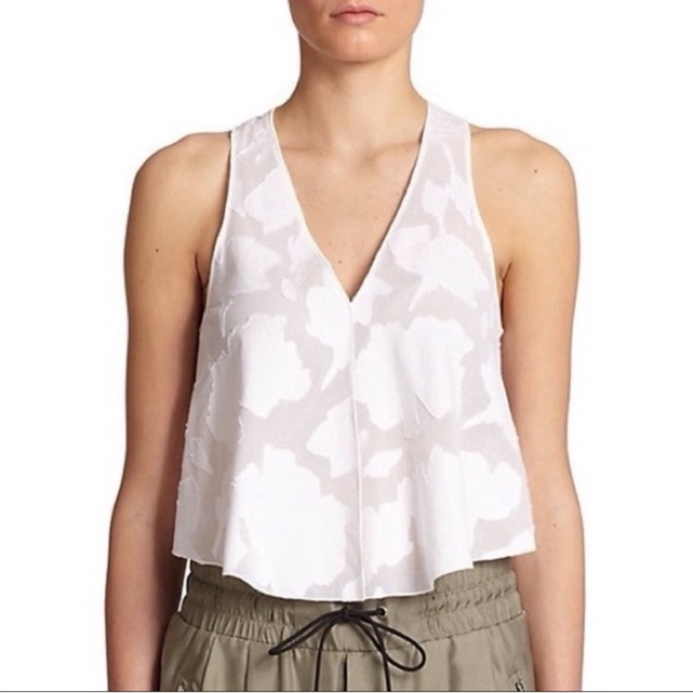 Rag & Bone Augusta Embroidered Floral Applique Crop Tank Top Size M